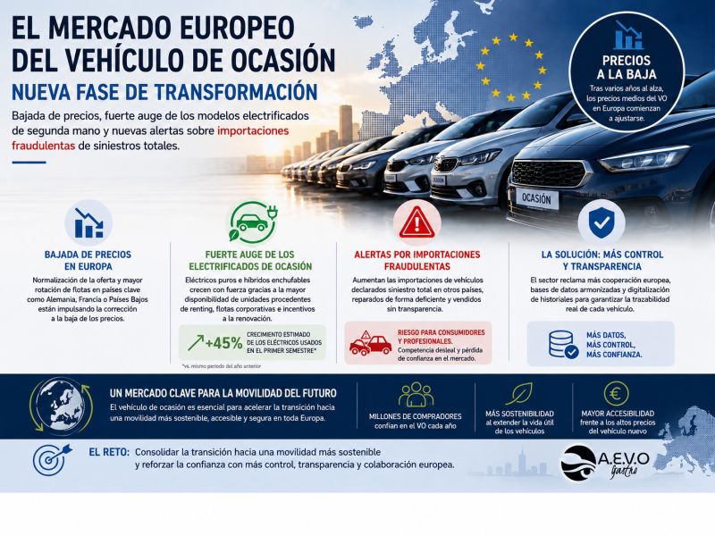 El mercado europeo del vehículo de ocasión entra en una nueva fase: bajada de precios, auge eléctrico y alerta por fraude en importaciones